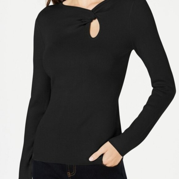 NWT - I.N.C. Twist-Front Black Long-Sleeve Sweater - Size L - Picture 1 of 3